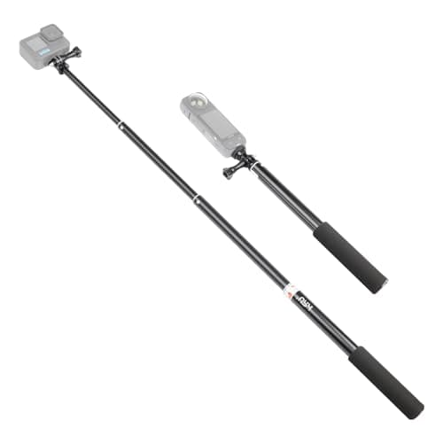 HSU Extendable Selfie Stick for Action Camera, Waterproof Hand Grip for GoPro Hero 13/12/11/10/9/8/7, Handheld Monopod 11.8" to 36.2" for Cell Phones AKASO Insta360 X4 X3 and Other Action Cameras