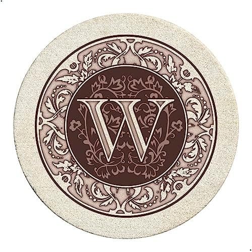 Thirstystone Monogram Letter W Natural Sandstone Coaster 4 Pack Manufactured in The USA Decorative Absorbent Easily Wipes Clean