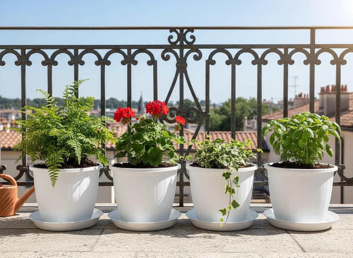 Go HookedPlastic Duro Flower Pot for Gardening, Indoor/Outdoor Planter-White (10 Inch)(Pack of 4 with Tray)