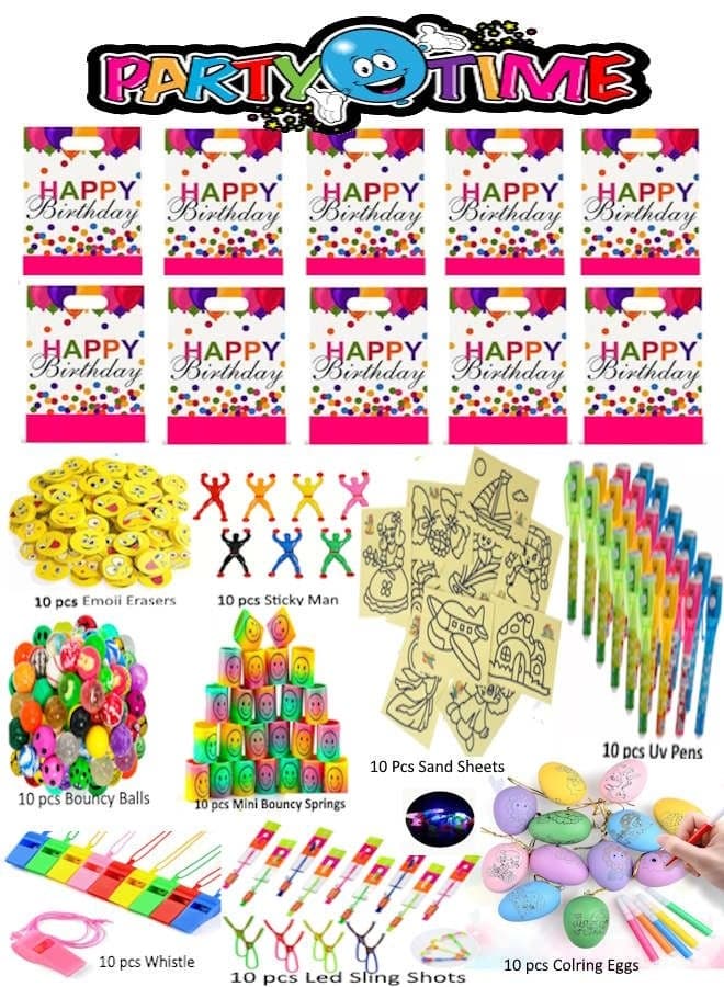 110 PCS Party Favors for Kids Pink Goody Bags with Bulk Toys for Classroom Rewards Carnival Prizes Birthday Party Pinata Stuffers Goodie Bag Filler Treasure Box Return gifts for Boys and Girls
