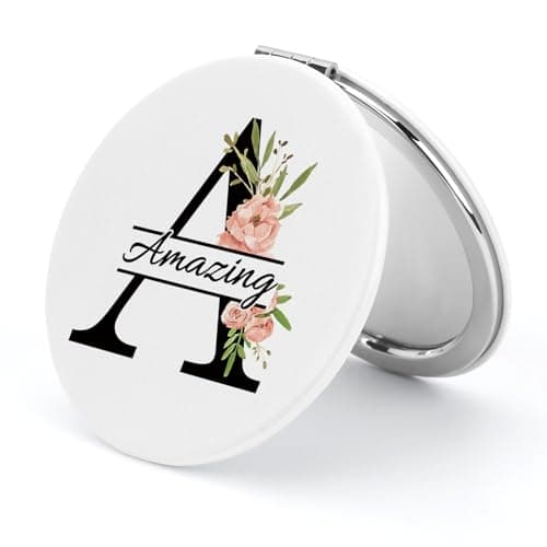 Personalized Gifts For Women Graduation Gifts Initial Compact Mirror Letter A Inspirational Gift Birthday Gift for Friends Mom Daughter Sister Makeup Mini Mirror for Graduation Initial A Amazing