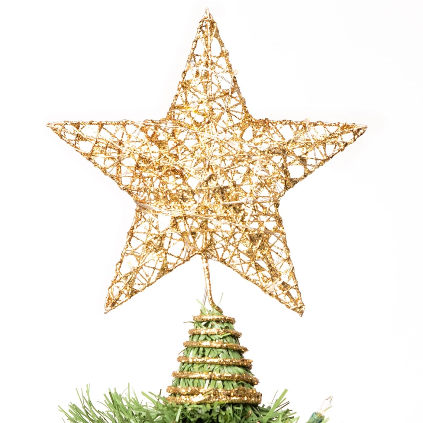 Joiedomi 8 inch Christmas Glitter Star Tree Toppers Pink Star Lighted with 20 LED Warm White Lights for Xmas Decorations Holiday Party Indoor Decor