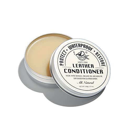 SALTY FISH AllNatural Leather Conditioner and CleanerMade with Mink Oil BeeswaxProtect Soften Waterproof Leather FurnitureCar SeatsShoesBootsBags 353 Oz