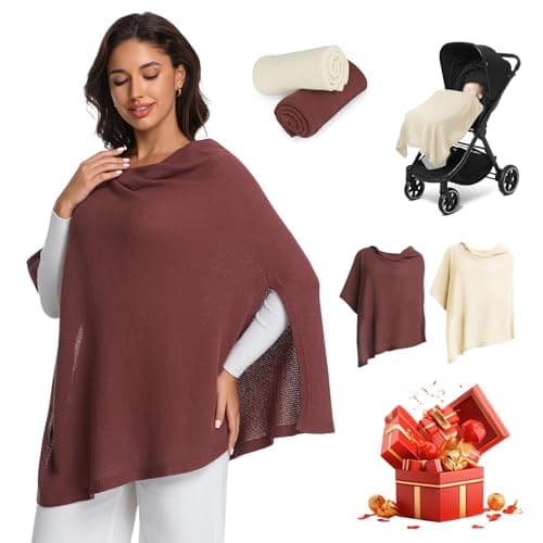 MomWills 2pk Nursing Cover for Breastfeeding, Soft & Breathable Privacy Poncho, Multi-Use Feeding Shawl, Comfortable & Portable Breastfeeding Cover for Women Includes Mesh Laundry Bag