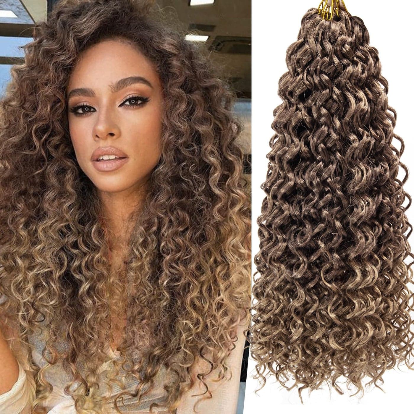 YXCHERISHAIR 8 Packs Curly Crochet Hair GoGo Curl Crochet hair for Women Deep Wave Braiding hairSynthetic Bohemian Crochet Braids Water Wave Crochet hair Extensions 18inch 3327
