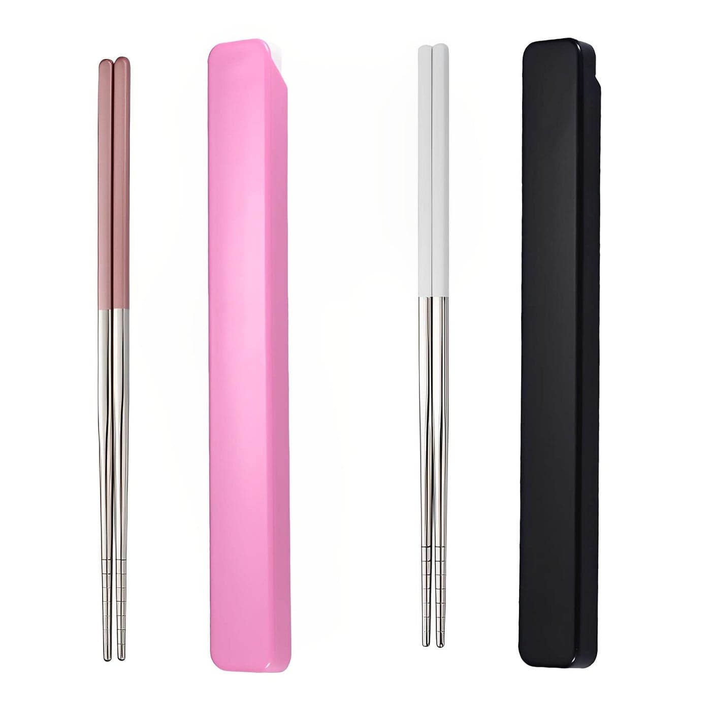 Pink chopsticks reusable Portable Chopsticks SUS304 Stainless Steel Chopsticks with Case for SchoolCampingTravel Bento Box 9 Inches in length Alternative to Wooden WhitePink