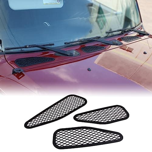 Aunginsy Car Front Hood Air Vent Cover Trim Compatible with Toyota FJ Cruiser 2007-2021+ Car Front Engine Hood Vent Outlet Protection Mesh Exhaust Port Decoration Net Aluminum Exterior Accessories