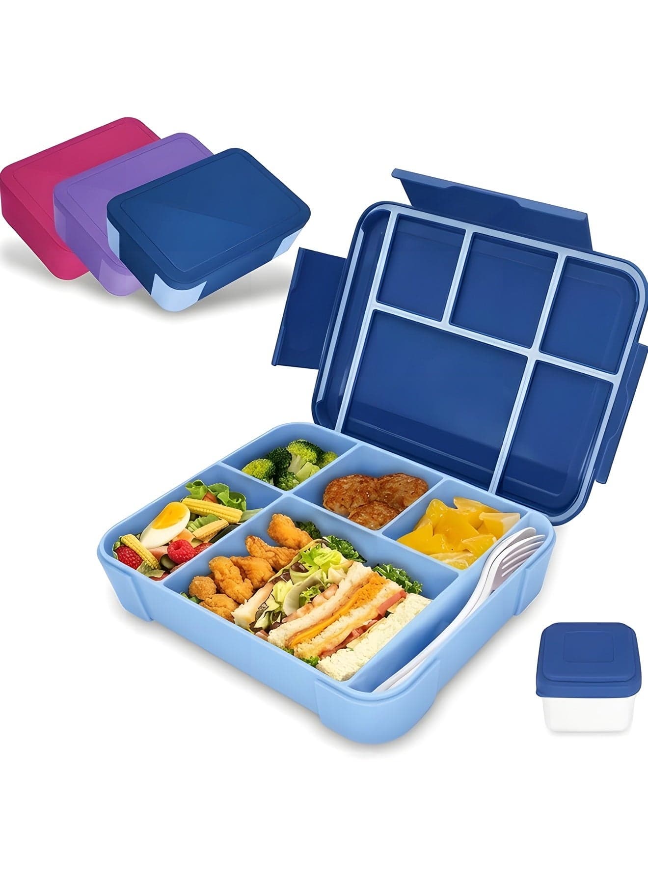 Lunch Box for Children's School,Kids Lunch Box with Compartments, Leak-proof Bento Box for Girls and Boys, Snack Box Perfect for School, Nursery & Trips (Royal Blue)
