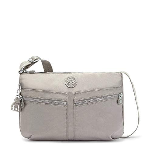 Kipling Womens Izellah Bag, Super Light Everyday Purse, Nylon Shoulder Crossbody Bag, Grey Gris, 12.25 L X 9.25 H X 5 D US