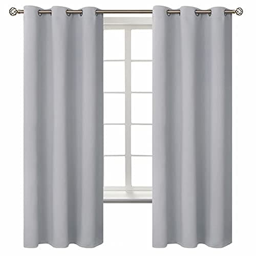 BGment Room Darkening Curtains 63 Inches Long - Grommet Thermal Insulated Drapes Window Treatment Curtains for Bedroom, 2 Panels, 42 x 63 Inch, Light Grey