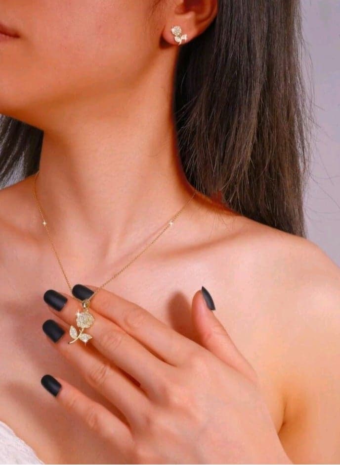 Trendy Gold Plated Stainless Steel Jewelry Set for Women