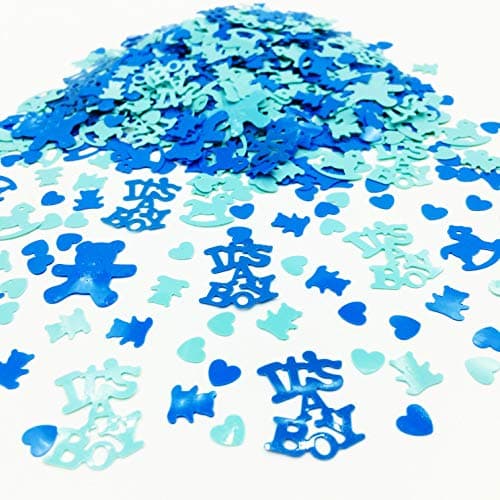 Baby Shower Confetti Gender Reveal Blue Confetti Sprinkles for Baby Shower Pinata Party DecorationIts A Boy Bear Horse Heart 15OZ
