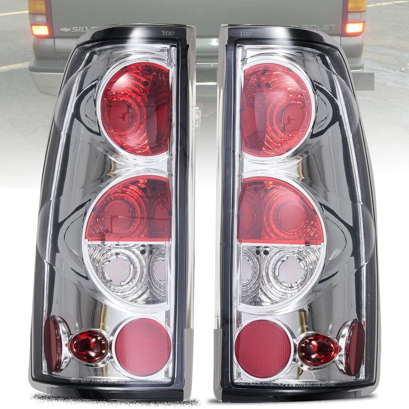 TUZILLA Tail Lights fit for 19992006 Chevy Silverado 1500 2500 0106 Silverado 35002007 Silverado with Classic Body Style 9907 GMC Sierra 15002500 Rear Brake Lamps a Pair ChromeClear