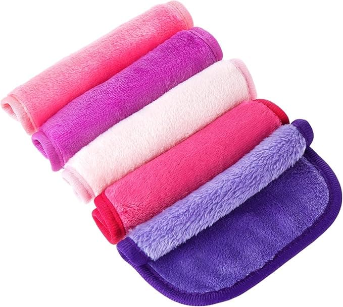 Amaxiu 5Pcs Makeup Remover Cloths Microfiber Reusable Fast Drying Washcloth Face Towels for Women Face Wash Cloth for Sensitive Skin Daily Travel Eye SkincareA