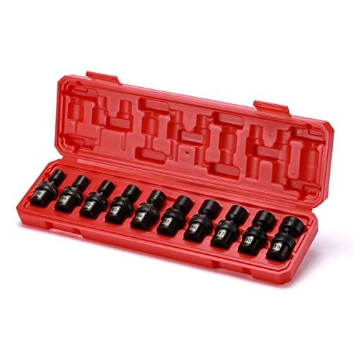 EMENTOL 10PCS 3/8" Drive Shallow Universal Impact Socket Set, 6 Point, Metric, CR-MO, Swivel Standard Impact Socket Set, 10mm - 19mm