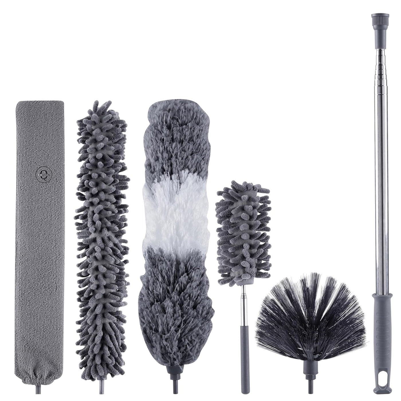 5PCS Microfiber Duster with Extension Pole Qolixs Feather Duster Kit for House Cleaning Bendable Cobweb Duster with Extension Pole 30100 inches for Cleaning from Floor to Ceilings
