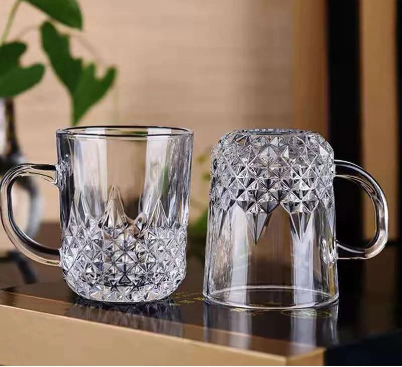 ANKUL Premium Glass Coffee Mug Tea Cups Set of 4-200 ML, Transparent, Glass Cups Set for Coffee, Green Tea, Herbal Tea, Lemon Tea, Milk Cup, Hot/Cold Drinks Cups (Elegant, 4)