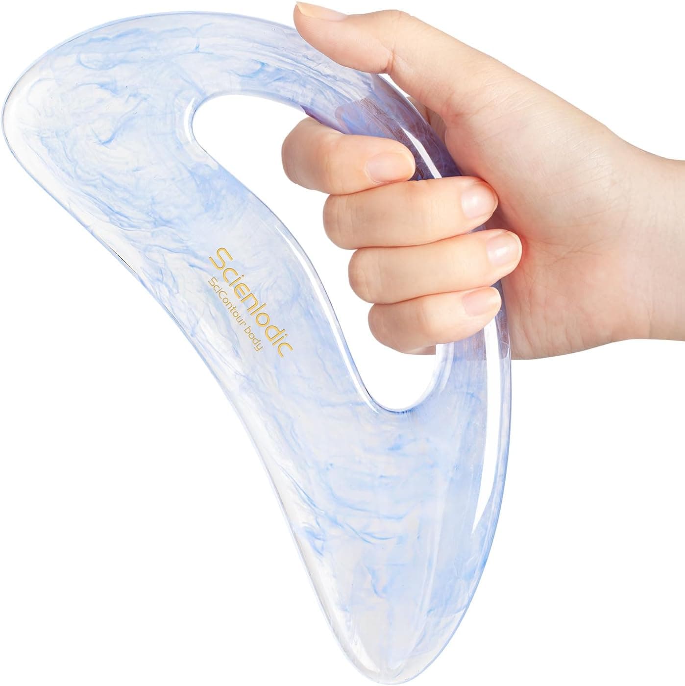Gua Sha Massage Tool with Handle Resin Larger Guasha Body Scraping Tool for Back Legs Neck Massage Lymphatic Drainage Cellulite Remove Large Baby Blue