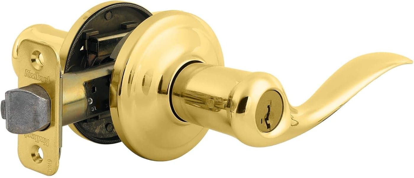 Kwikset 740TNLS Tustin Keyed Entry Door Leverset with Smart Key from The Signature Series Polished Brass