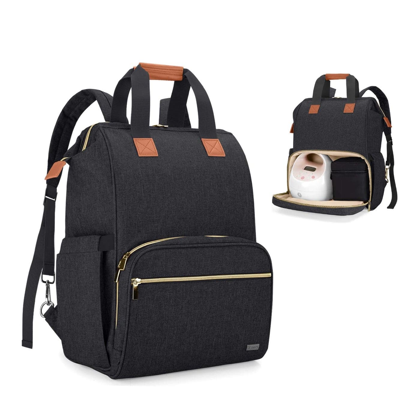 Teamoy Breast Pump Bag Compatible with Spectra S1S2 Medela and Cooler Bag Convertible Breast Pump Tote and Backpack with Laptop Sleeve for Working Moms Black