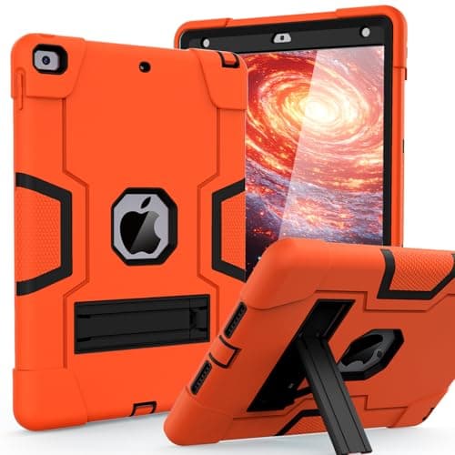Cantis Case for ipad 9th Generation 8th Generation 7th Generation Slim Heavy Duty Shockproof Rugged Protective Case with Builtin Stand for iPad 102 inch 202120202019 OrangeBlack