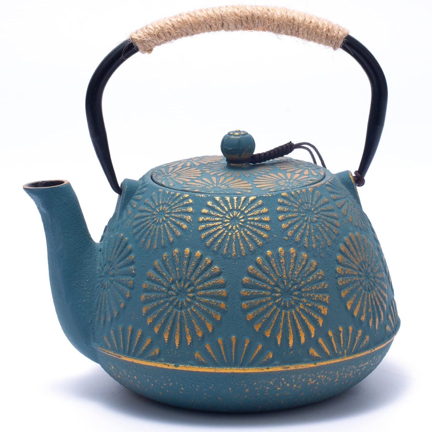 MILVBUSISS Cast Iron Teapot Tea Kettle for Stove Top with Infuser Large Capacity 1200ml Sakura Design Japanese Tea Pot for Loose Leaf Coated with Enameled Interior 40oz Green