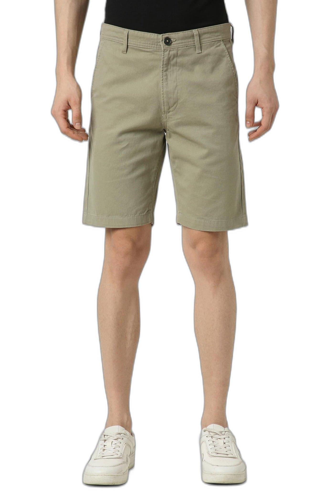 Peter England Men Olive Solid Casual Shorts