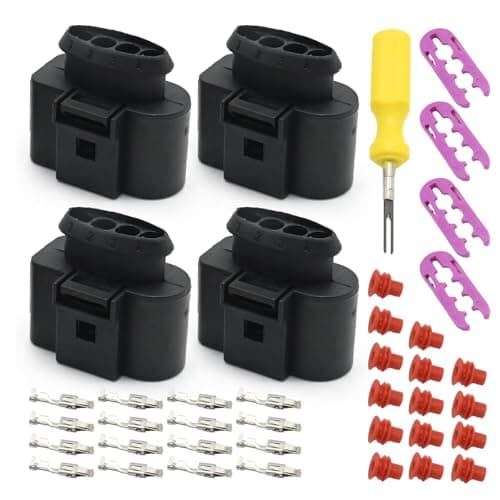 MDEOOSKY 4PCS 4B0973724 Ignition Coil Connector Repair Kit Harness Plug Wiring with Tool, Replacement for Audi A1 A2 A3 1999-2014 Replacement for SKODA Octavia Superb 2002-2015, Replace 4B0 973 724