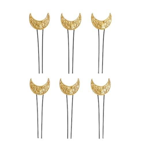 Anuradha Pearl Chandrakor Kundan Juda Pin for Women & Girls | Fancy Marathi Hair Accessories | Soft Hair Tie Juda Pins | Perfect for Stylish Hairstyles | Ideal for Every Occassion (Pack of 6)