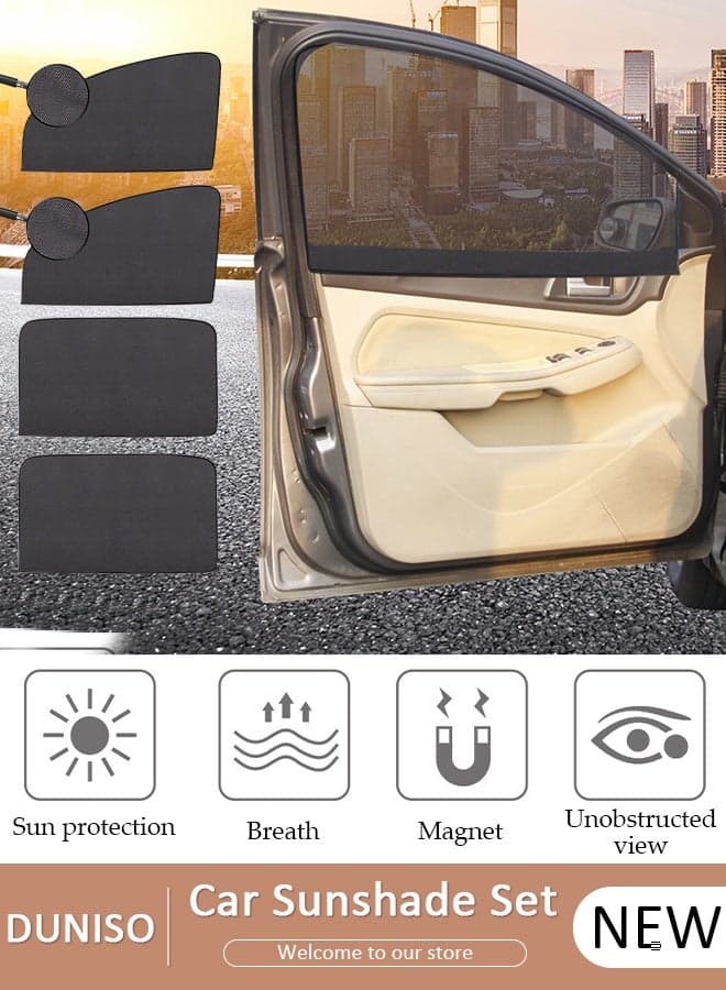 4-Piece Car Magnetic Window Sunshade for Side Window Front and Rear Windshield UV Rays Sun Visor Protector, Heat Blocker Visor Keep Car Cool