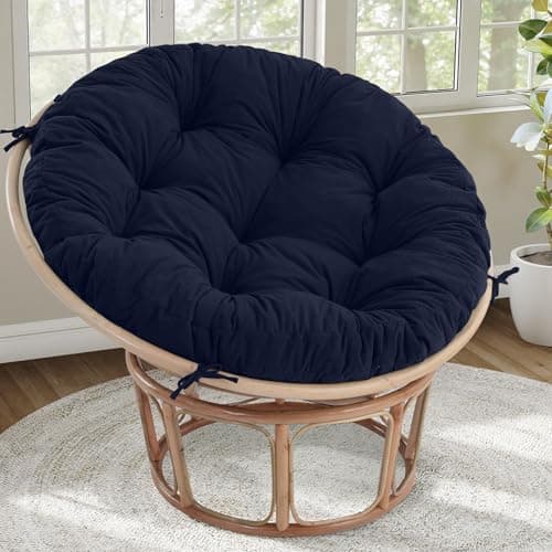 idee-home Papasan Chair Cushion, Circle Papasan Chair Cushion(Cushion Only) with Thick Corduroy Cover, 48 x 48 Inch Cushion for Egg Chair, Navy
