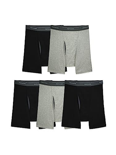 Fruit of the Loom Men's Coolzone Boxer Briefs, Moisture Wicking & Breathable, Assorted Color Multipacks, 5 Pack - Black/Gray, Medium