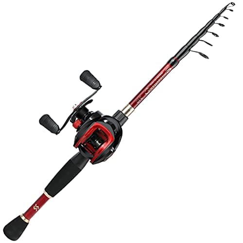 Sougayilang Baitcaster Combo Fishing Rod and Reel Full Set, Ultra Light Baitcasting Fishing Reel for Travel Saltwater Freshwater-Red-Right-Casting-1.8M