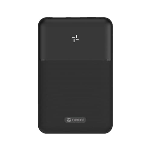 Toreto 10000mAh Slim & Compact Powerbank 22.5W Fast Charging, USB & Type C Output, Power Delivery, Quick Charge for iPhone, Android & Tablets, Earbuds, (Power Tint 10, Black)