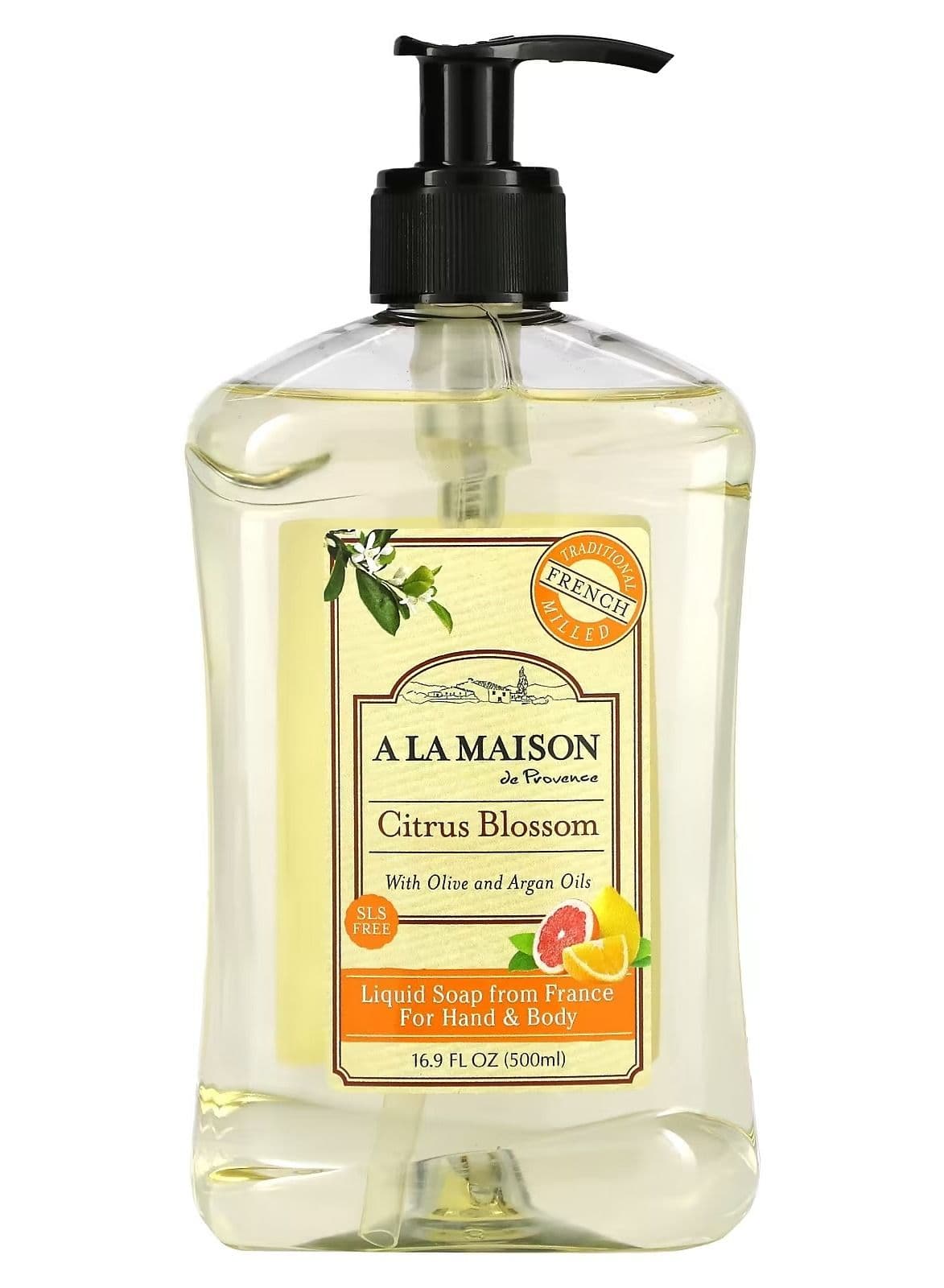 A La Maison de Provence Liquid Soap For Hand and Body Citrus Blossom,16.9 fl oz 500 ml