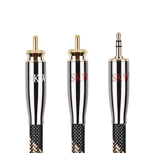 SKW Audiophile Ultra-high Purity Copper Audio Cable 3.5mm Male to 2 RCA Male Audio Auxiliary Stereo Y Splitter Adapter Cable 3.2ft/1M