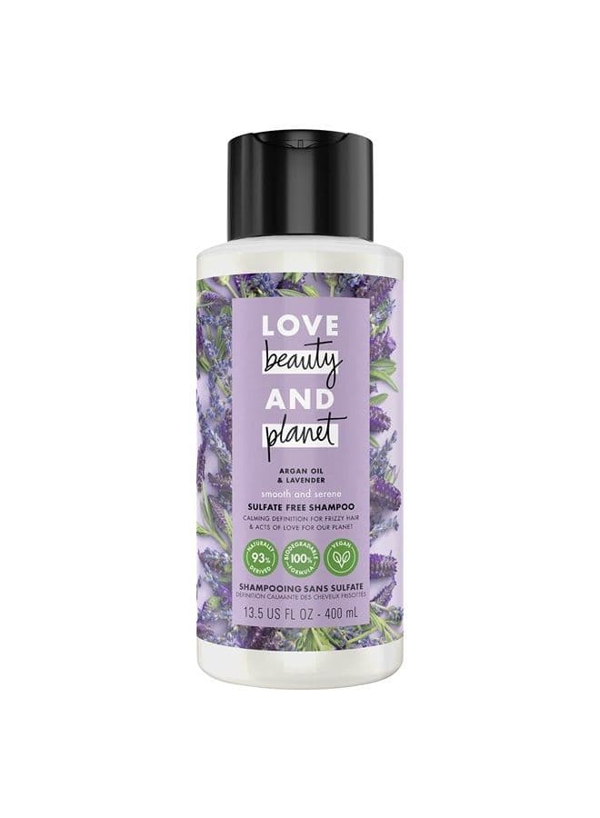 Love Beauty and Planet Smooth and Serene Argan Oil Shampoo For Frizz Control Argan Oil & Lavender Sulfate Free 13.5 oz