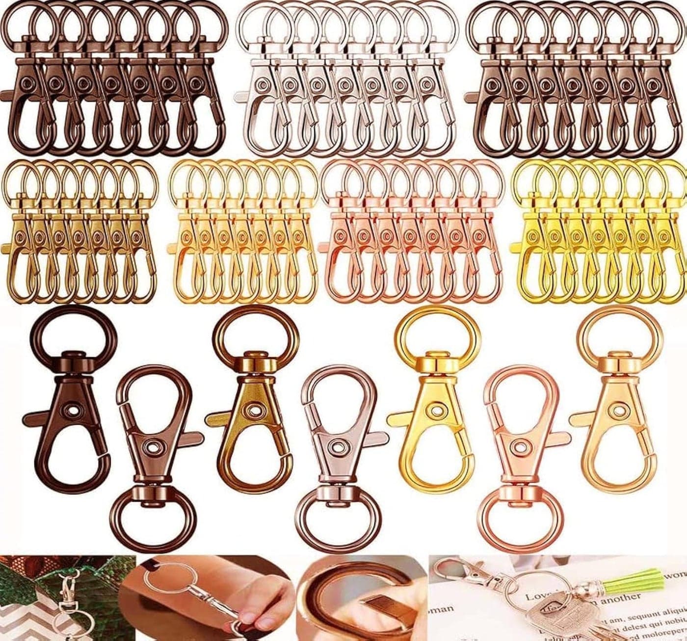 DIY Crafts 5 Pcs, Antique Gold, Swivel Clasps Lanyard Snap Hooks Keychain Clip Hook Metal Lobster Claw Clasps Swivel Lanyards Snap Hooks Strap Lanyard Clips for Keychain (5 Pcs, Antique Gold)