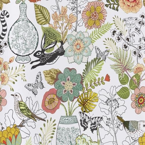 Abyssaly Animal Peel and Stick Wallpaper Boho, 17.7" x 118" Colorful Floral and Birds Contact Paper, Animals Vinyl Waterproof Self Adhesive Wall Paper for Furniture Shelf Drawer Cabinet Decor