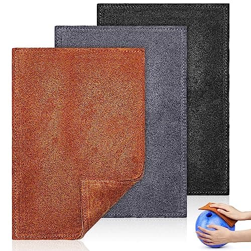 Patelai 3 Pcs Bowling Ball Shammy Bowling Ball Towel Pad Accessories for Cleaning(7 x 5 Inches,Black Gray, Brown)