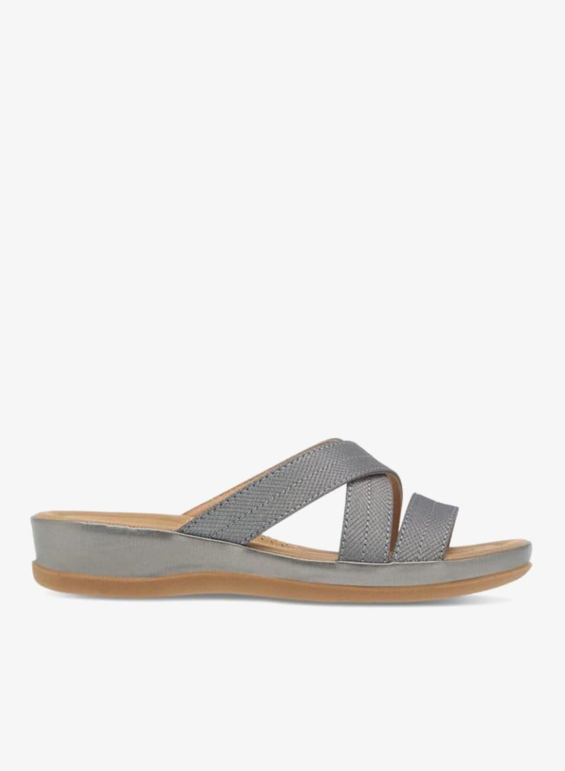 Womens Textured Slip-On Strappy Sandals