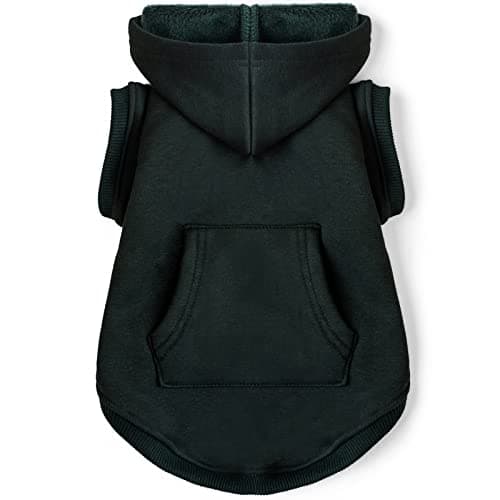 Koneseve Dog Hoodie Fleece Puppy Clothes Warm Sweater with Hat for Small Dogs Cat Hooded Shirt Kitten Pet Basic Sweatshirt with Pocket Doggie Soft Winter Coat Apparel (Green; L)