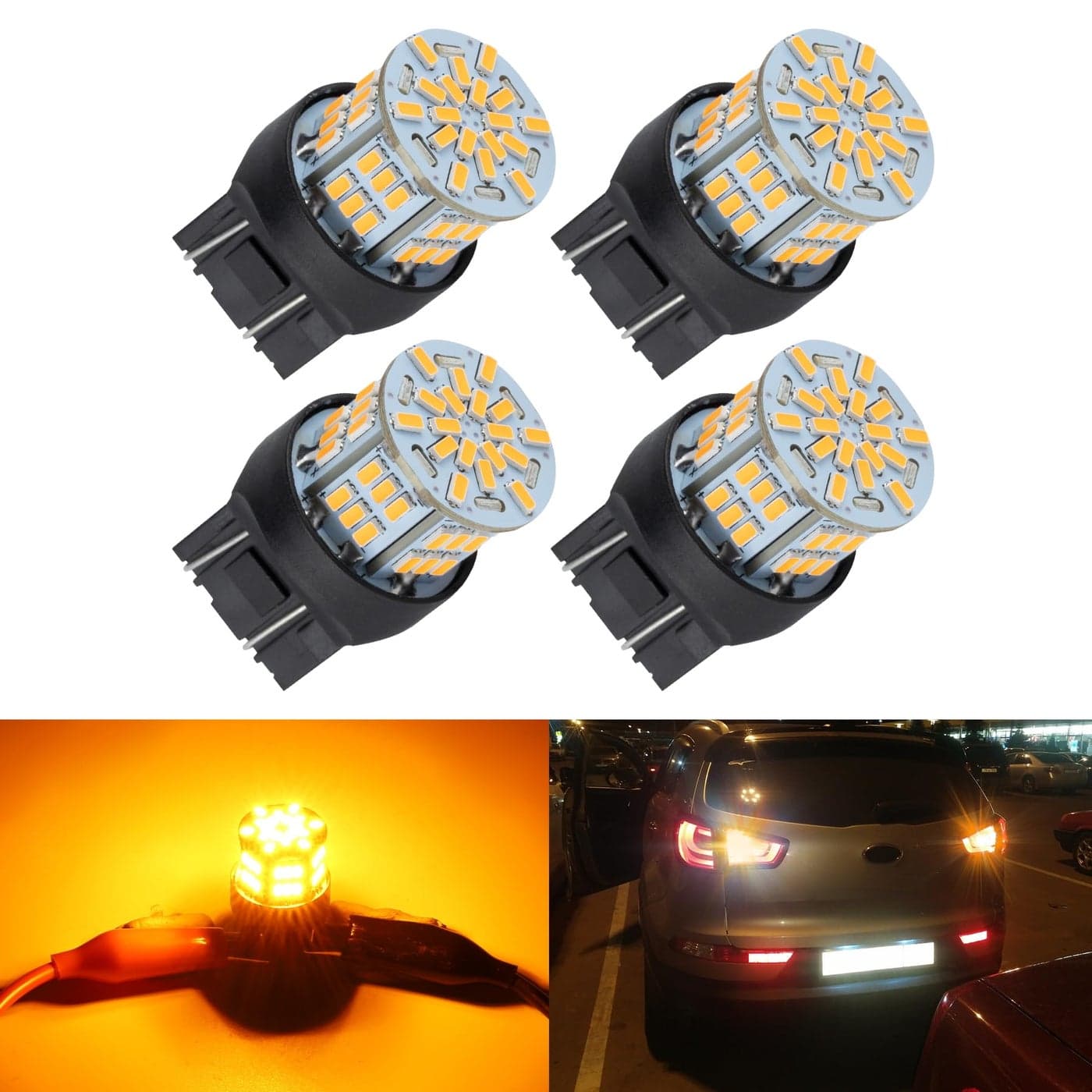iFunyLED 4PCS 7443 LED Bulb Turn Signal Light 12V24V Super Bright 7440 T20 LED Replacement Light Kit Set for Car Tail Brake Turn Signal Blinker Lights Amber Yellow