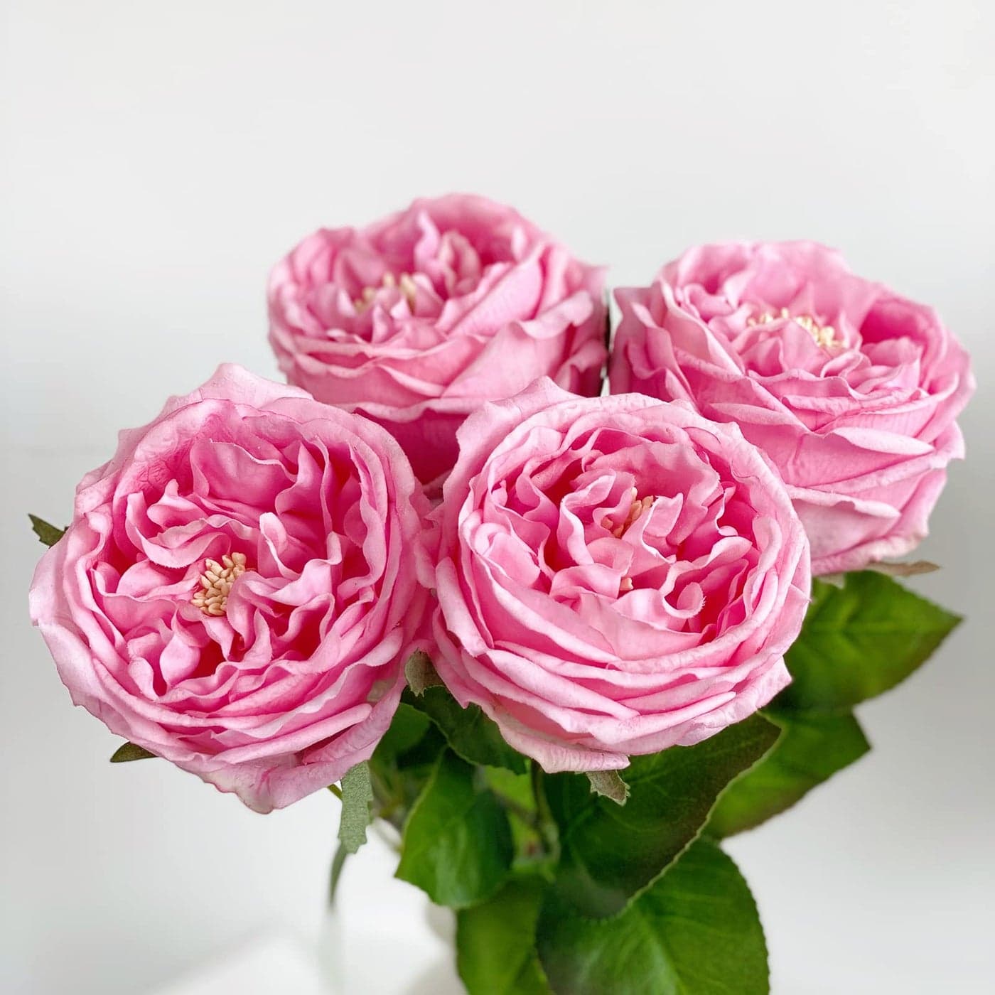 YalzoneMet 35 Big Bloom Rose Artificial Flowers Pink 4Pcs Real Touch Rose Faux 177 Inch Long Stem Austen Roses Peonies Fake Flowers for Home Kitchen Party Christmas Flower Wedding Decor