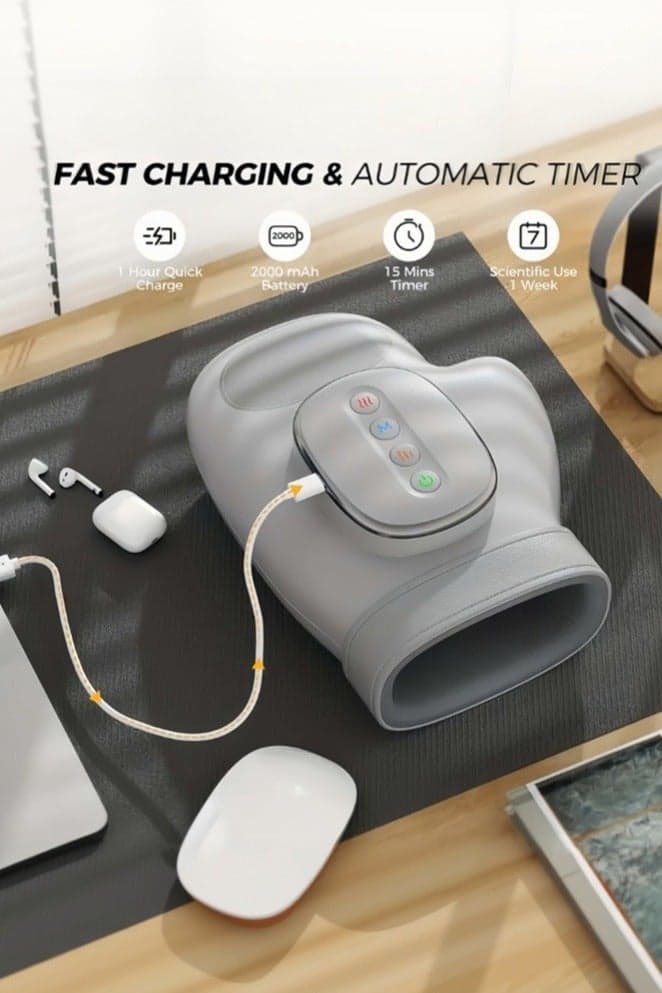 USB-Powered Portable Hand & Wrist Massager with Heating & Compression,Ideal Gift for Office, Home, Travel Use, Ergonomic Device, Durable Construction, Elderly Care