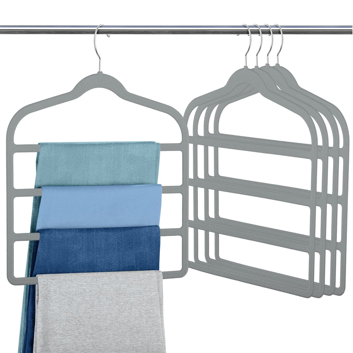 Velvet Pants Clothes Hanger Space Saving Non Slip Pants Shorts Hanger Myfolrena Jeans Slack Trousers Hangers Multiple Velvet Hanger Closet Storage and Organization for JeansScarfTieGrey 5