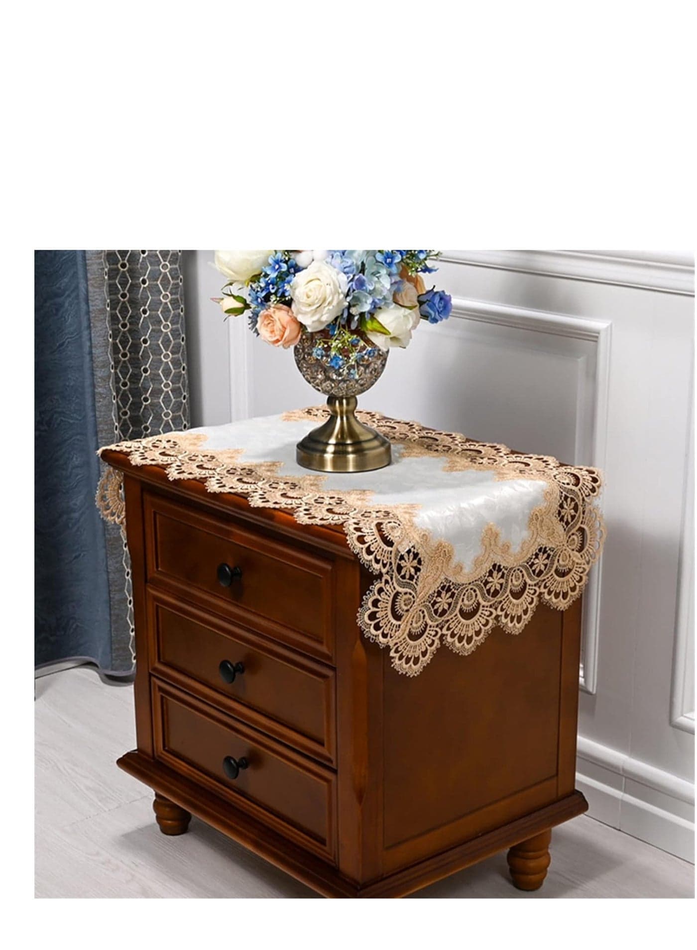 Lace Bedside Table Cover Cloth American Coffee Table Tablecloth Cover Towel Cover Washing Machine Refrigerator Dust Cover