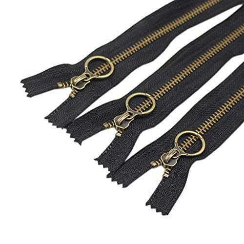 YaHoGa 10PCS 16 Inch 40cm 5 Antique Brass Plated Metal Zippers Bulk Close End Metal Zippers for Sewing Purse Bags Crafts 5 AntiBrass