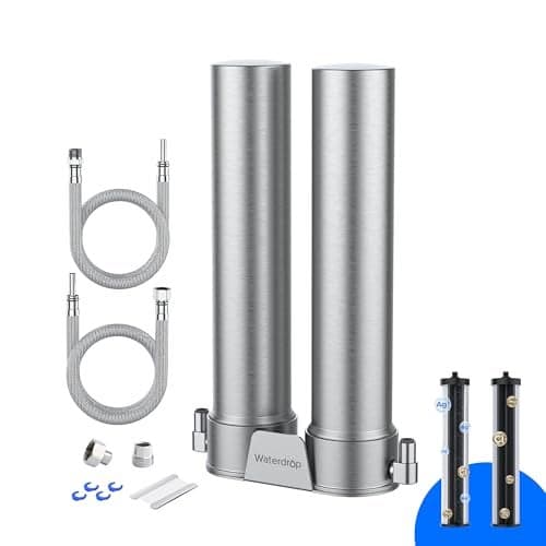 Waterdrop DST Under Sink Water Filter System, Under Sink Water Filtration System, NSF Certified Elements, Reduce Chlorine, PFOA/PFOS, Bad Taste & Odor, Silver Ions Enhanced Filtration, Stainless Steel