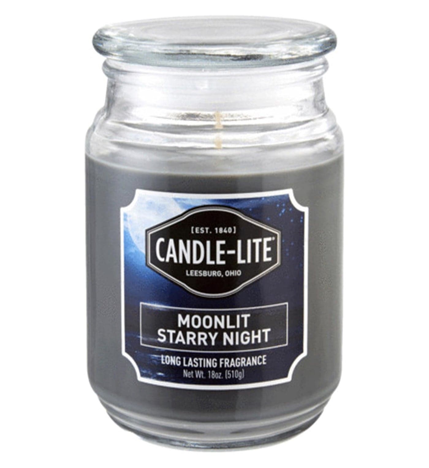 Candle-lite Scented Candles, Moonlit Starry Night Fragrance, One 18 oz. Single-Wick Aromatherapy Candle with 110 Hours of Burn Time, Gray